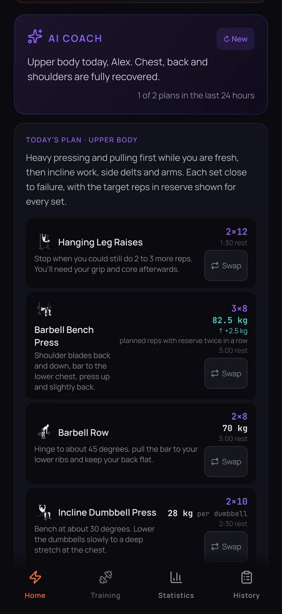 AI Coach training plan