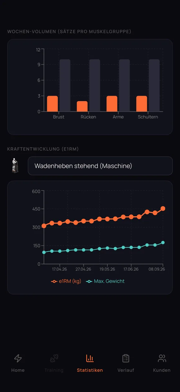 Statistiken und Kraftverlauf